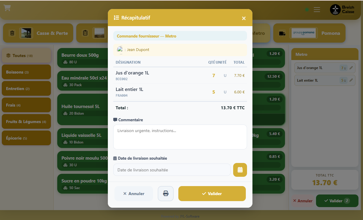 Saisie de commande