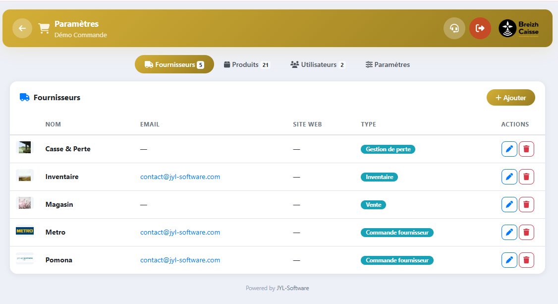 Gestion des fournisseurs