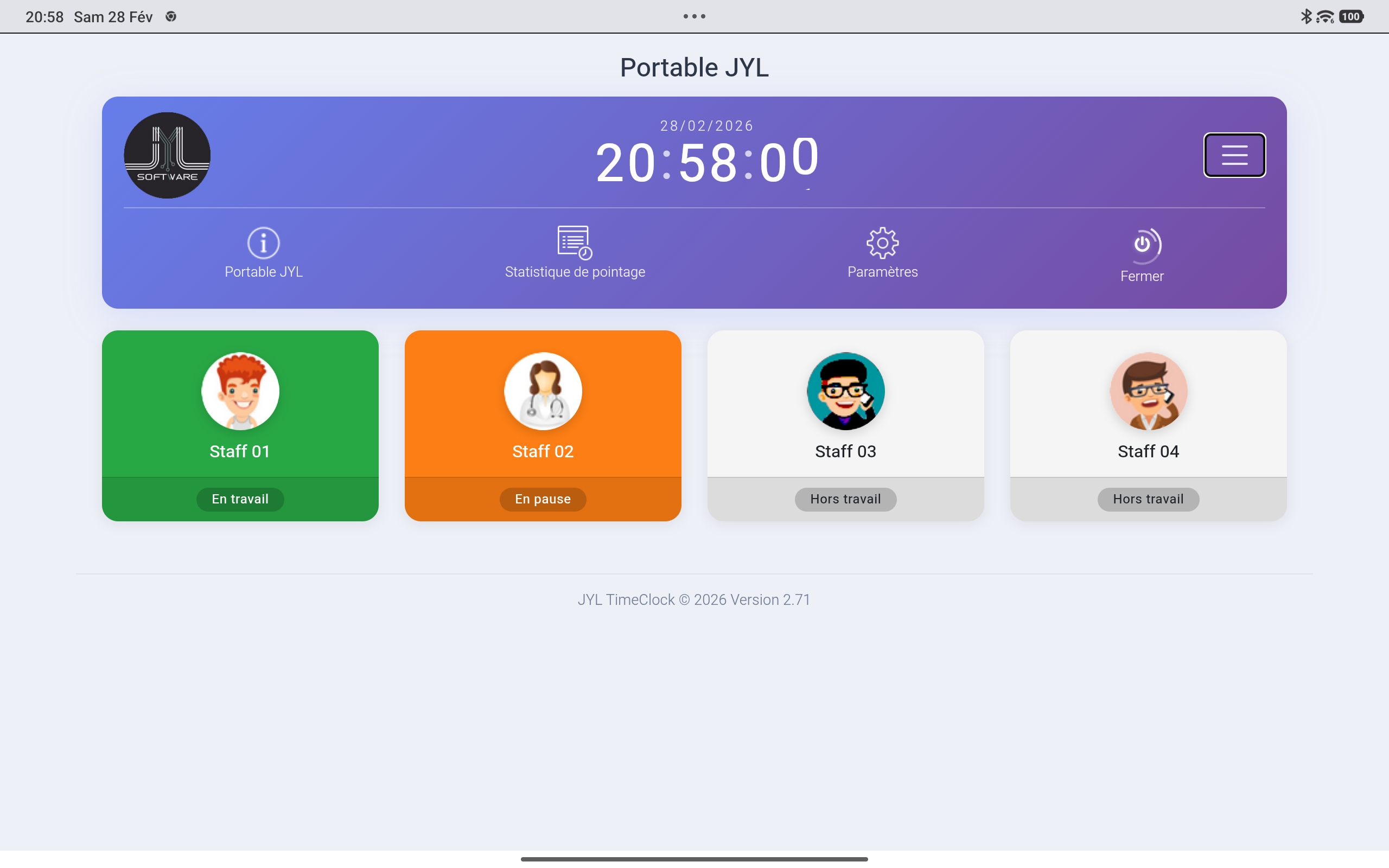 JYL TimeClock Connect — settings