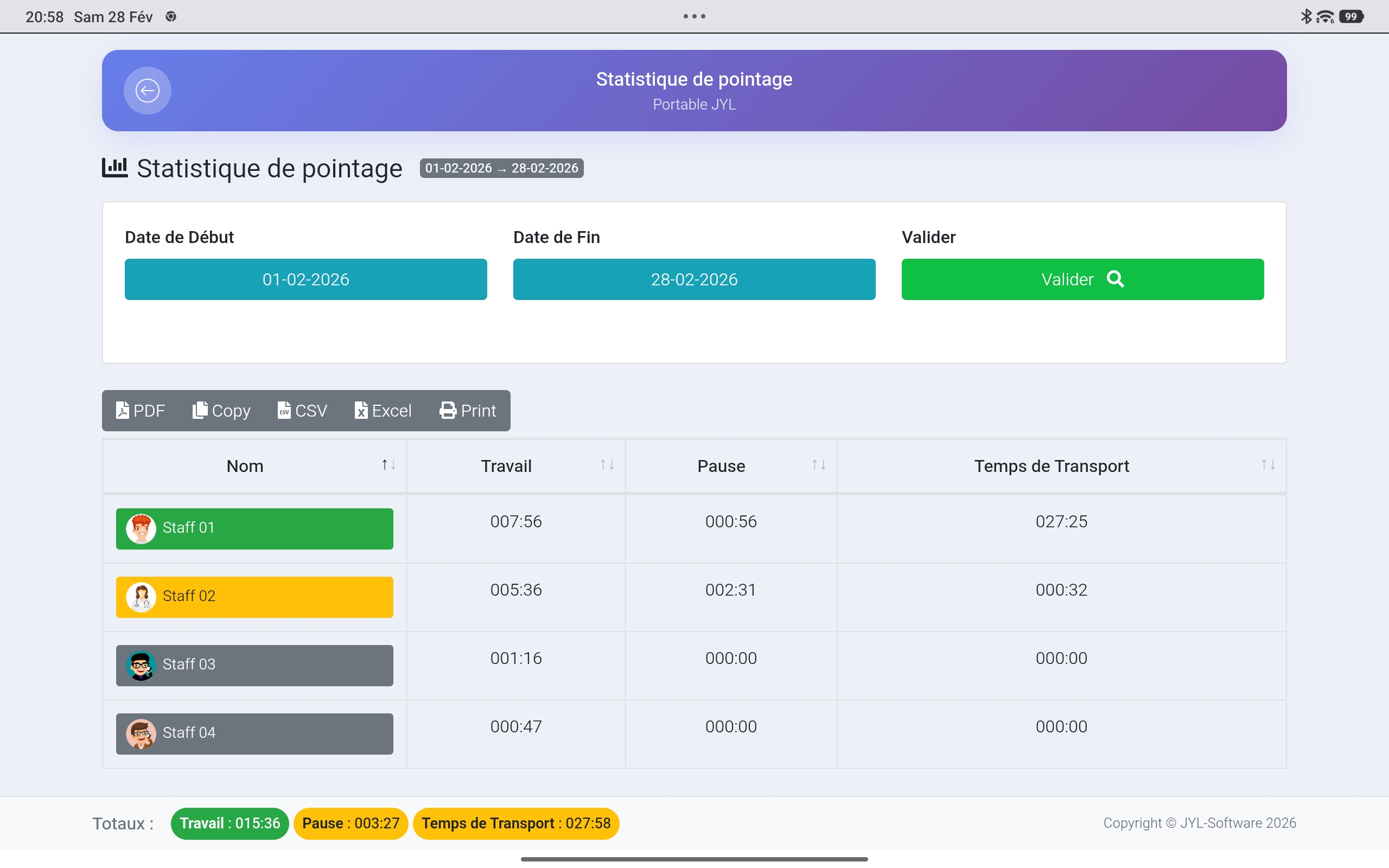 JYL TimeClock Connect — user management