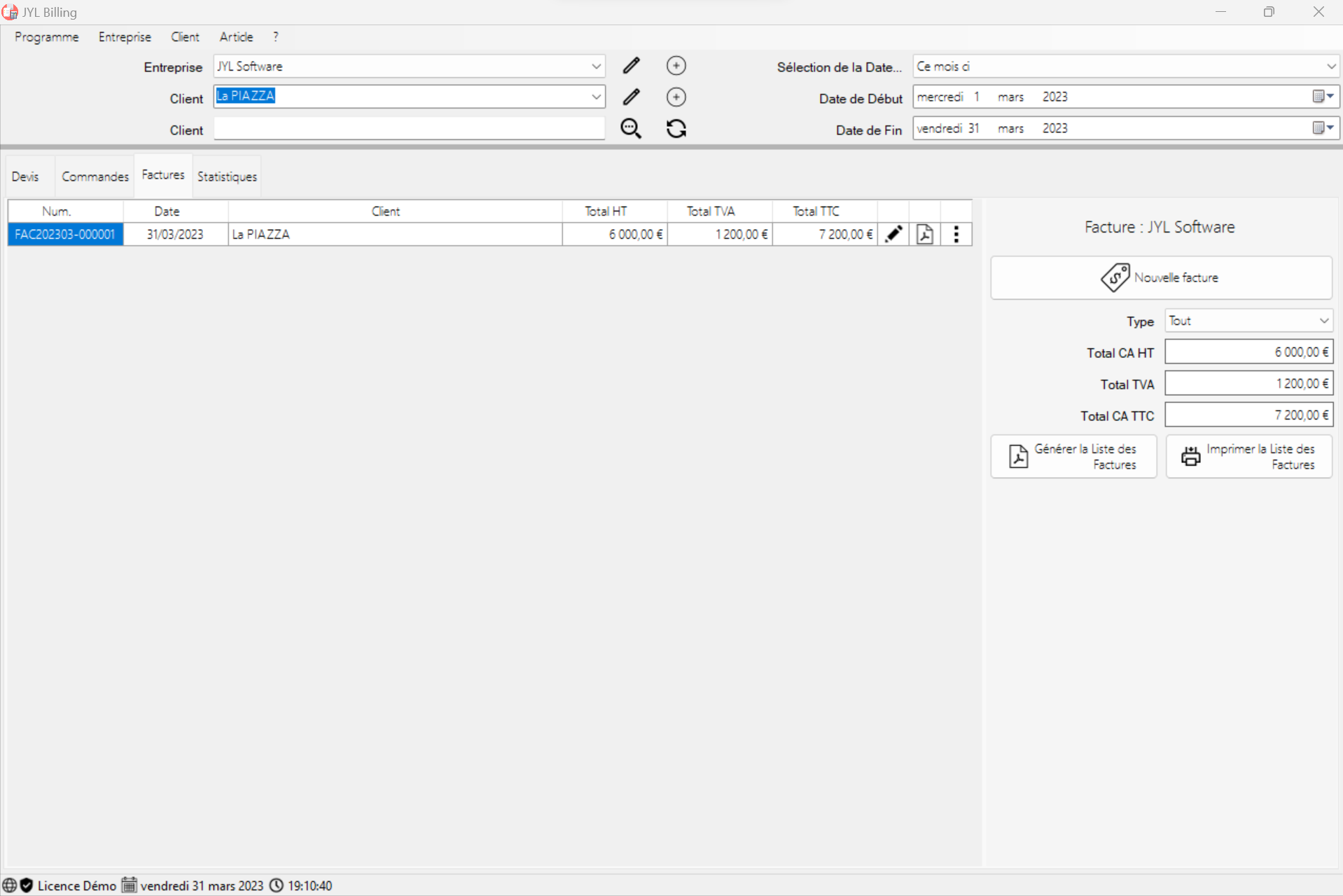 Invoice overview
