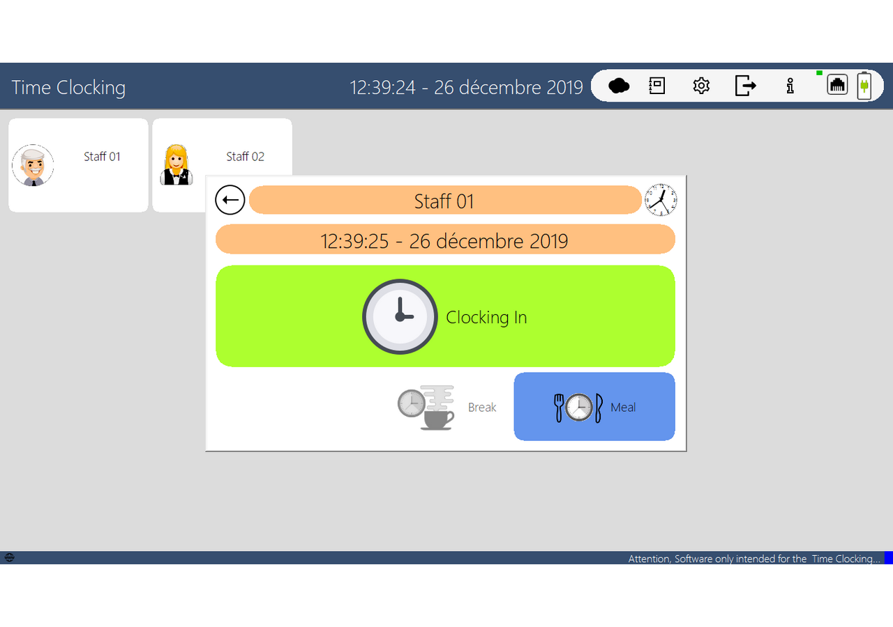 Check-in screen