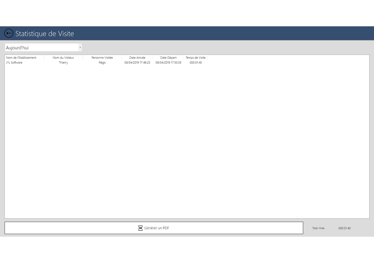 Configuration logiciel JYL Visiteur